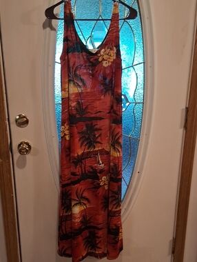 Women's Midi Tank Dress in Tropical Red